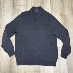 Van Heusen Flex Men's L Quarter Zip Pullover Long Sleeve Gray Office  Casual EUC